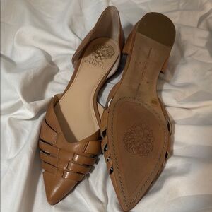 Vince Camuto Tan Leather Flats with Pointed Toe